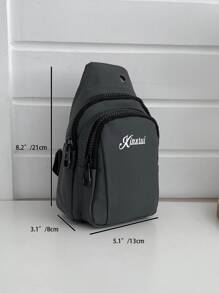 Bolso bandolera mini con estampado de letra - Gris - Ver 5