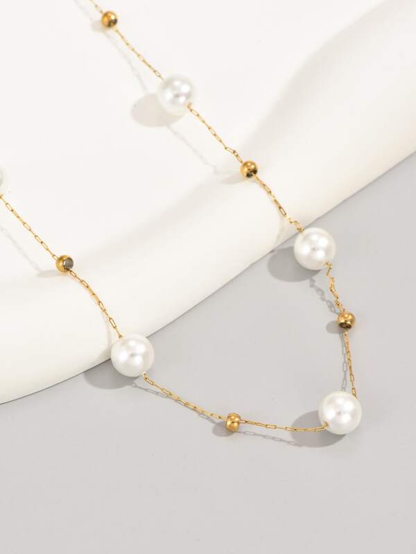 Faux Pearl Decor Necklace SHEIN USA