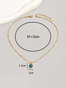 18k Gold Plated 1pc Stainless Steel Blue Stone Pendant Women's Necklace For Casual Wear, Daily Wear & Festival Gift To Friends