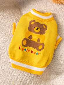 1 pieza Jersey de mascota con patrón de oso de dibujos animados - Multicolor - Ver 1
