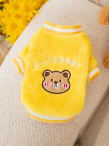 1pc Cartoon Bear Embroidered Pet Sweatshirt - Multicolor - View 1