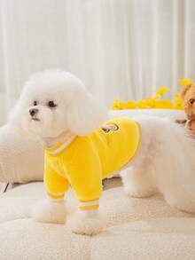 1pc Cartoon Bear Embroidered Pet Sweatshirt - Multicolor - View 2