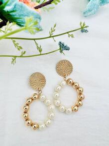 人造珍珠裝飾耳墜 - 彩色 - 查看 1