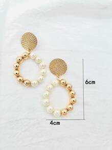 人造珍珠裝飾耳墜 - 彩色 - 查看 4