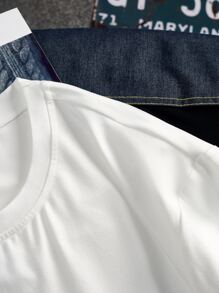 Manfinity 男士標語和蘑菇圖案T恤 - 白色 - 查看 4