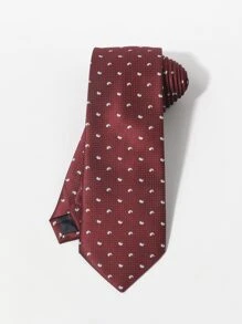 Men Paisley Embroidery Tie - Burgundy - View 1