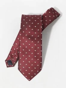 Men Paisley Embroidery Tie - Burgundy - View 3