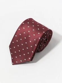 Men Paisley Embroidery Tie - Burgundy - View 4