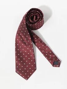 Men Paisley Embroidery Tie - Burgundy - View 5