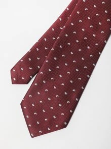 Men Paisley Embroidery Tie - Burgundy - View 6