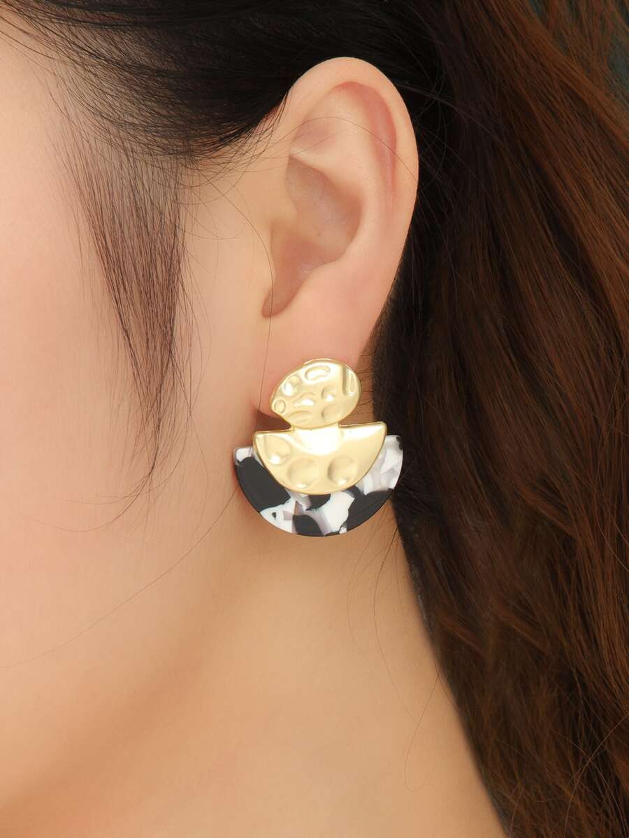 Geometric Stud Earrings - Multicolor - View 1