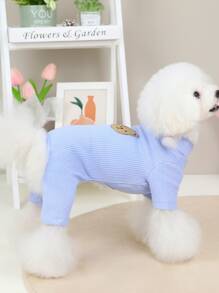 1入組卡通小熊刺繡寵物睡衣 - 藍色 - 查看 4