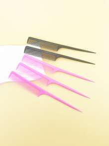 5 piezas set peines cola de rata, peine mango fino largo, pelo de raya apto para todo cabello, herramientas peluquería, suministros hogar, set cepillos para el pelo para mujeres y hombres, ideal para cabello húmedo o seco. - Multicolor - Ver 3