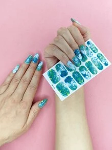 1 hoja Pegatina de arte de uña con estampado de mármol & 1 pieza lima de uñas - Multicolor - Ver 4