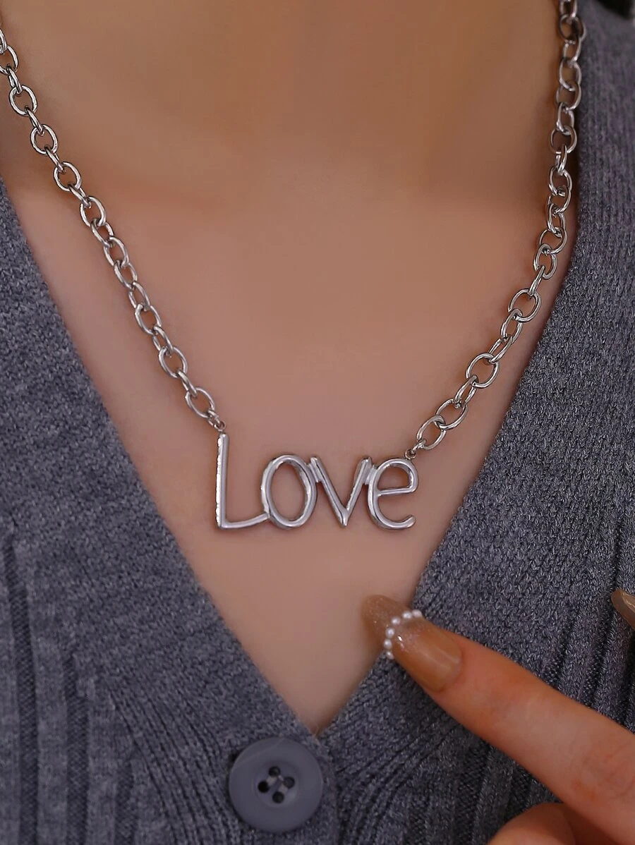 Letter Charm Necklace - Silver - View 1