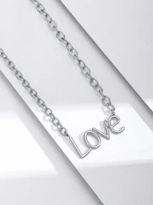 Letter Charm Necklace - Silver - View 2