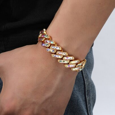 Men Rhinestone Decor Bracelet