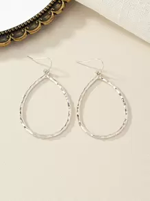 1 par Pendientes con gota de agua de moda con textura de metal para mujeres para decoración diaria