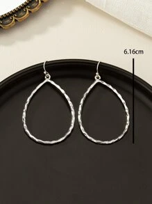 1 par Pendientes con gota de agua de moda con textura de metal para mujeres para decoración diaria