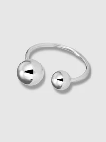 Anillo abierto con diseño de bola plata - Plateado - Ver 2