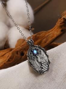 Collar con textura colgante geométrico - Plata antigua - Ver 1