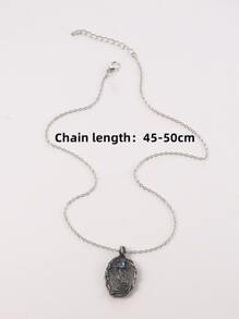 Collar con textura colgante geométrico - Plata antigua - Ver 3