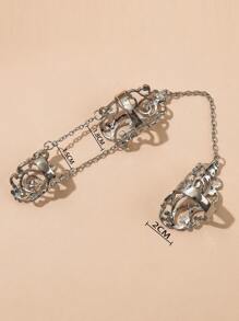 Chain Charm Hollow Out Mittens Ring - Bạc - Xem 4