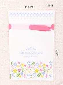 5入組花和標語圖案禮品袋 - 彩色 - 查看 6