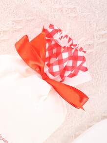 5pcs Plaid & Slogan Graphic Gift Bag - Red and White - View 3