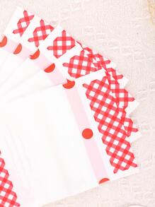 5pcs Plaid & Slogan Graphic Gift Bag - Red and White - View 5