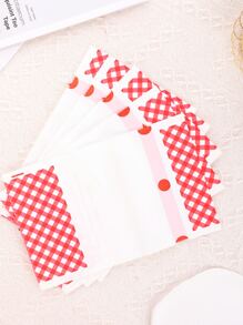 5pcs Plaid & Slogan Graphic Gift Bag - Red and White - View 7
