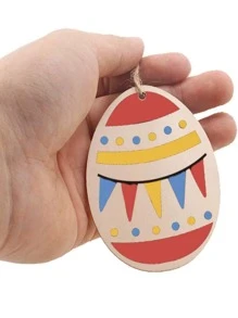 10 piezas Etiqueta de papel de regalo Pascua de Resurrección al azar de madera - Multicolor - Ver 3