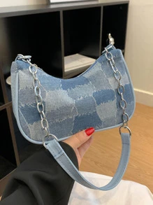 Kẻ sọc Túi đeo vai , Thích hợp Đối với Nách Mang - Màu xanh lam - Xem 3