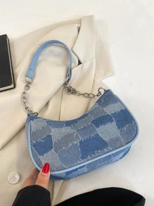 Kẻ sọc Túi đeo vai , Thích hợp Đối với Nách Mang - Màu xanh lam - Xem 4