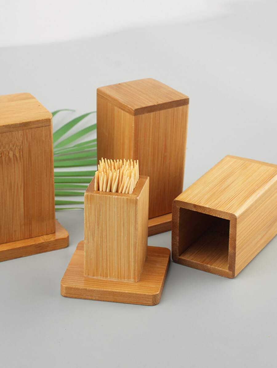 1pc Wooden Toothpick Holder - Khaki - View 1