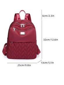 Quilted Metal Decor Functional Backpack - Red - View 4