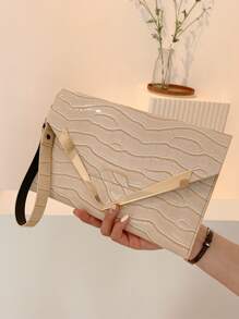 鱷魚壓紋翻蓋信封包