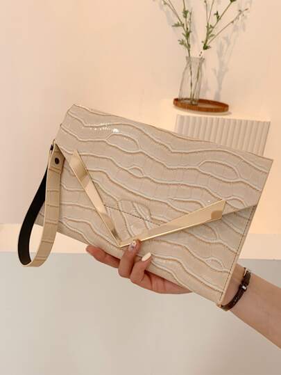 鱷魚壓紋翻蓋信封包