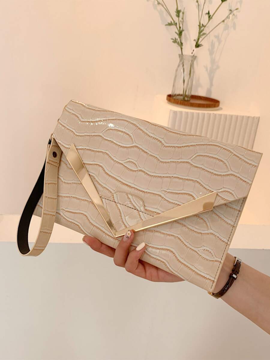 鱷魚壓紋翻蓋信封包
