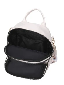 Flower Embroidered Functional Backpack School Bag For Graduate, Teen Girls, Freshman, Sophomore, Junior & Senior In College, University & High School, Perfect For Outdoors ,Travel & Back To School - Beige - View 5