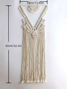 1入組編織流蘇壁掛 - 白色 - 查看 2