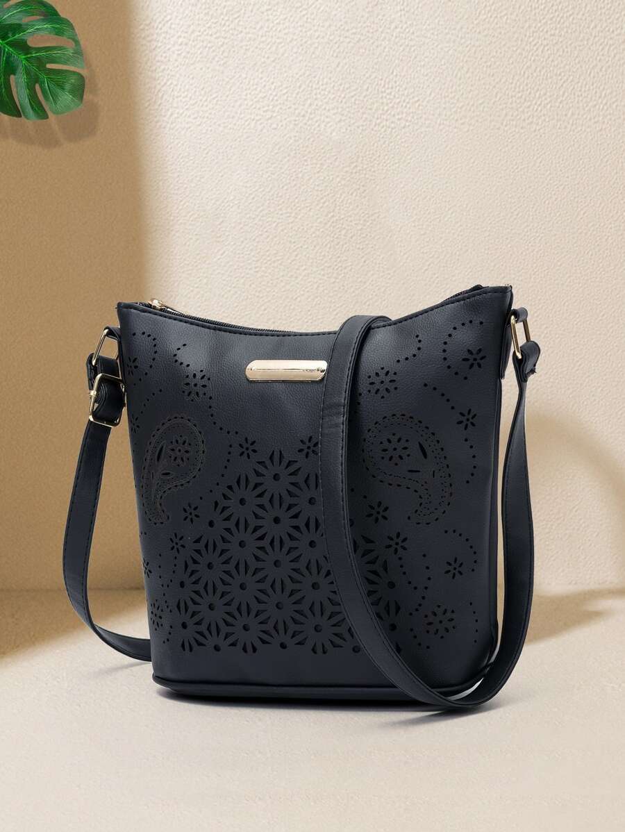 镂空设计流浪包，送给妈妈的母亲节礼物 - 黑色 - 查看 1