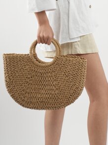 Bolsa de mimbre minimalista - Caqui - Ver 4