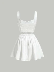 SHEIN MOD Ruched Bust Milkmaid Cami Top & Skirt - White - View 2