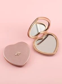 Bee Decor Heart Shaped Makeup Mirror - Burgundy - View 1