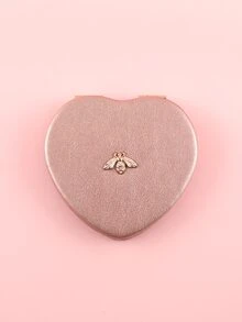 Bee Decor Heart Shaped Makeup Mirror - Burgundy - View 6