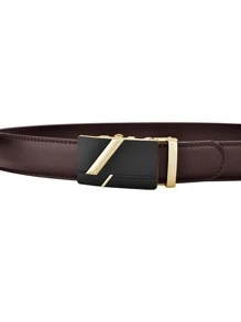 Plus Size Luxury Automatic Buckle Business Men's Brown Leather Belt Work - Brown - View 4