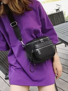 Minimalist Crossbody Bag - Black - View 2