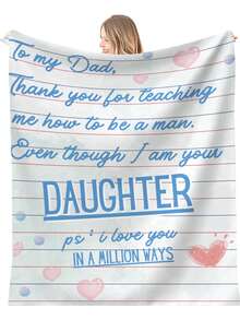 1pc Heart & Slogan Graphic Blanket - Multicolor - View 1