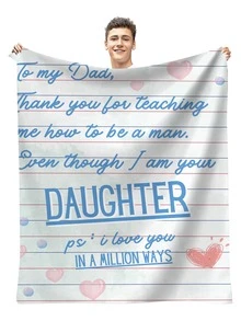 1pc Heart & Slogan Graphic Blanket - Multicolor - View 3